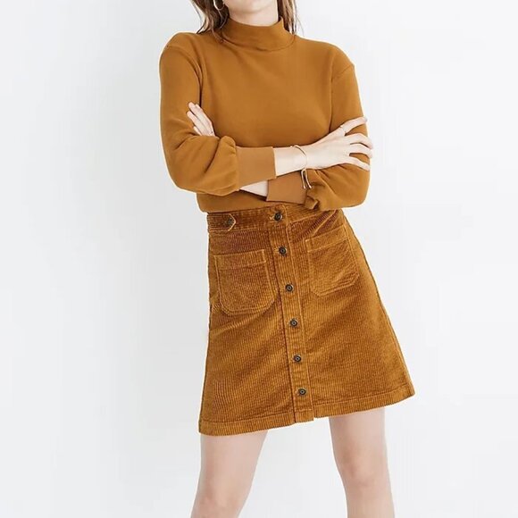 Madewell Dresses & Skirts - Madewell Corduroy A-Line Mini Skirt: Patch Pocket Edition in Antique Gold 2